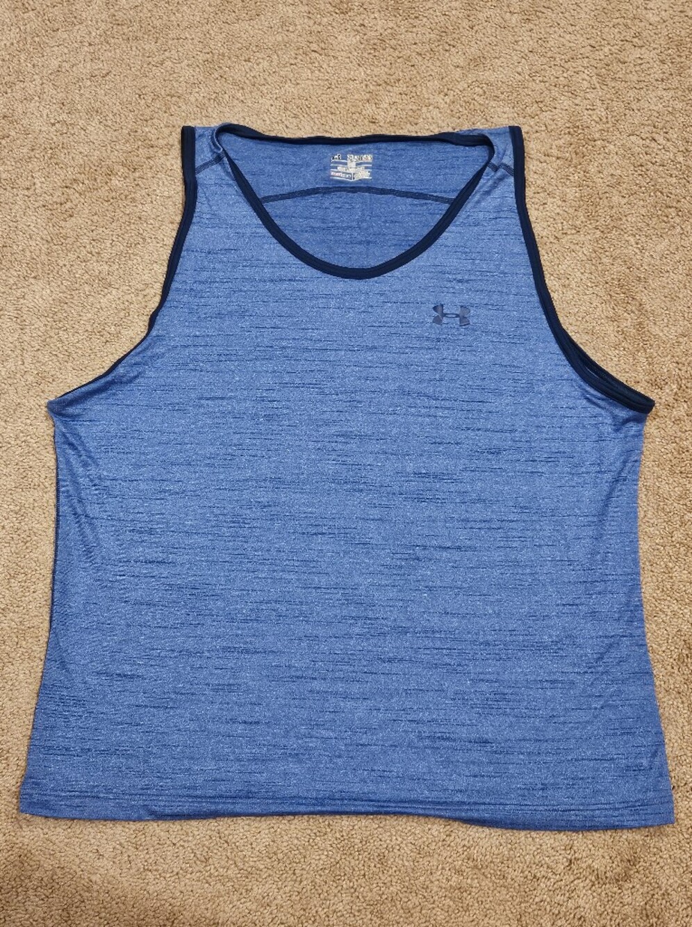 Under Armour Men's Heathered Royal Blue Tank Top with Navy Trim